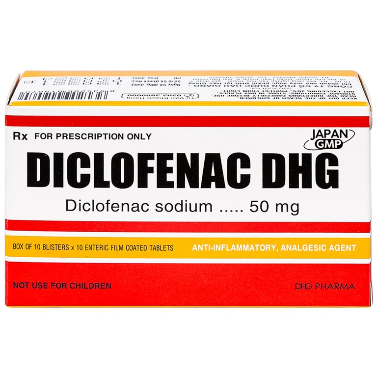 Thuốc Diclofenac DHG điều trị viêm, đau trong rối loạn cơ xương khớp (10 vỉ x 10 viên)