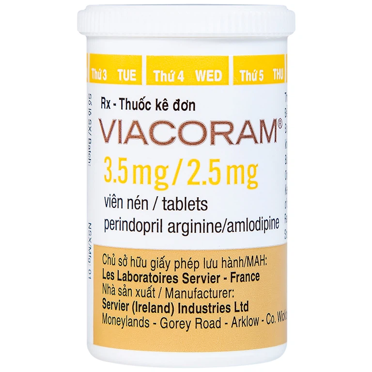Thuốc Viacoram 3.5mg/2.5mg Servier điều trị tăng huyết áp vô căn (30 viên)