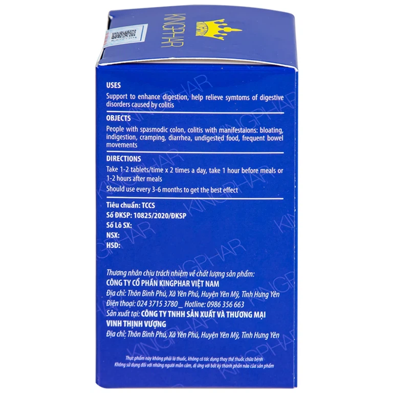 Viên uống Tràng Bát Vị-Codanbe Kingphar dùng cho người bị đại tràng co thắt, viêm đại tràng (60 viên)