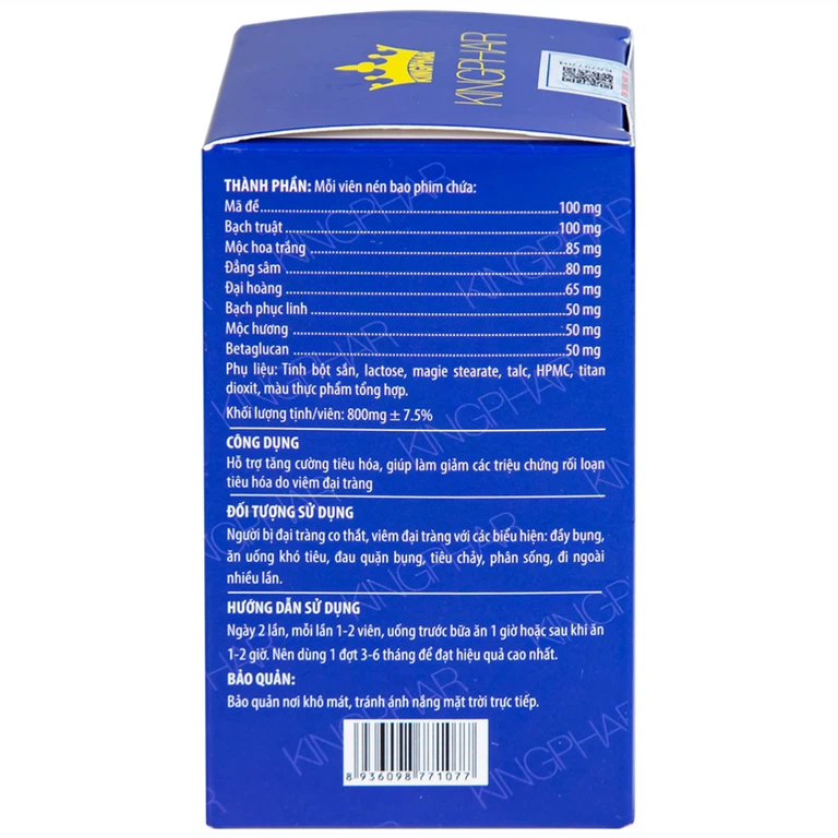 Viên uống Tràng Bát Vị-Codanbe Kingphar dùng cho người bị đại tràng co thắt, viêm đại tràng (60 viên)