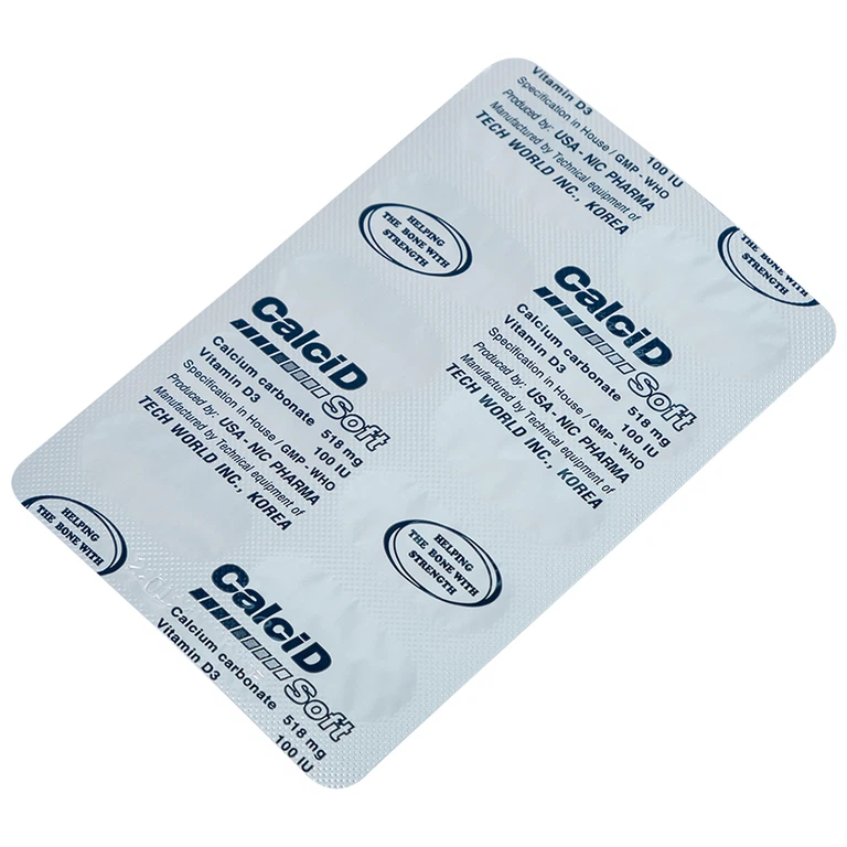 Thuốc Calcid Soft cung cấp Calci và Vitamin D, giúp xương chắc khỏe (10 vỉ x 10 viên)