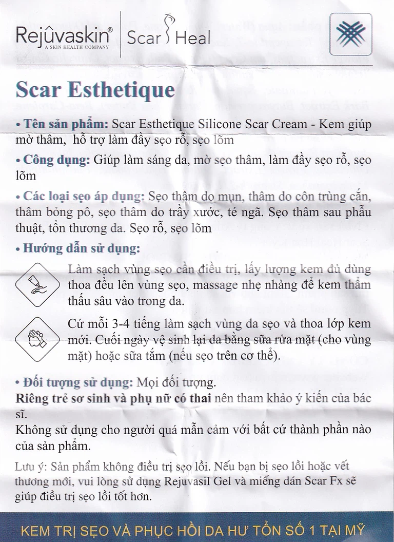 Kem Rejuvaskin Scar Esthetique làm mờ sẹo, mờ vết thâm trên da (10ml)
