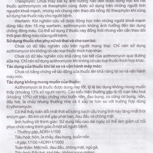 Thuốc Azithromycin 250 Armephaco điều trị nhiễm khuẩn (1 vỉ x 6 viên)