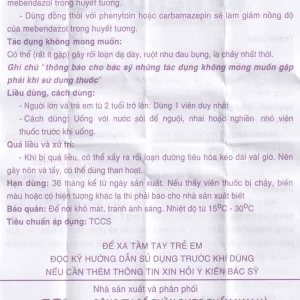 Viên nhai Mebendazol 500mg Nam Hà điều trị các loại giun tròn (1 viên)