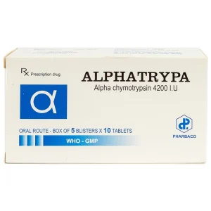 Thuốc Alphatrypa 4200 I.U Pharbaco điều rị phù nề sai chấn thương, phẫu thuật (5 vỉ x 10 viên)