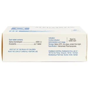 Thuốc Alphatrypa 4200 I.U Pharbaco điều rị phù nề sai chấn thương, phẫu thuật (5 vỉ x 10 viên)