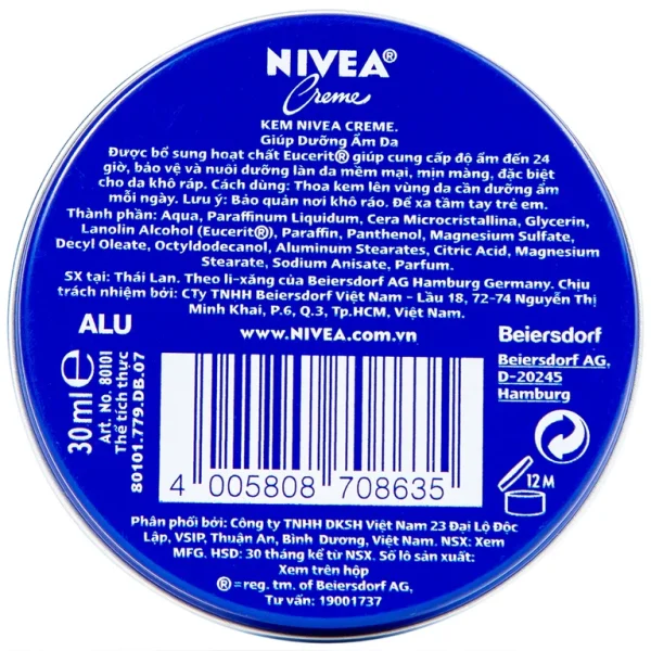 Kem Nivea Creme hỗ trợ dưỡng ẩm, bảo vệ và nuôi dưỡng làn da mềm mại (30ml)