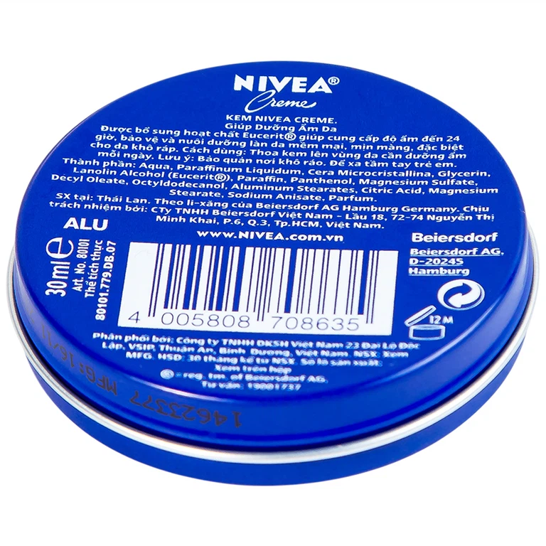 Kem Nivea Creme hỗ trợ dưỡng ẩm, bảo vệ và nuôi dưỡng làn da mềm mại (30ml)