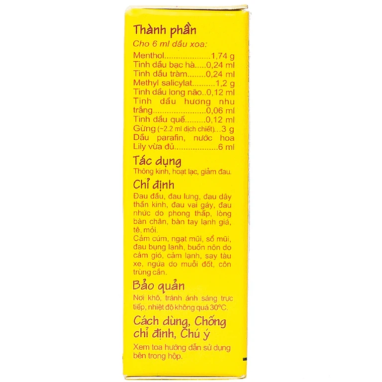 Dầu gừng Thái Dương điều trị đau đầu, đau lưng, đau dây thần kinh vai gáy (6ml)