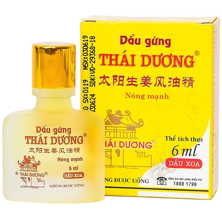 Dầu gừng Thái Dương điều trị đau đầu, đau lưng, đau dây thần kinh vai gáy (6ml)