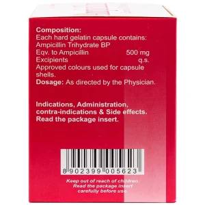 Thuốc Ampicillin Capsules BP 500mg Brawn điều trị nhiễm khuẩn (10 vỉ x 10 viên)