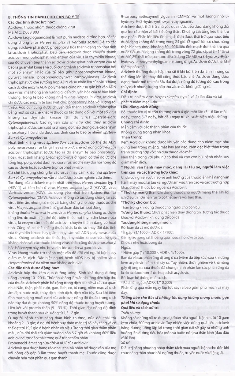 Kem bôi da Acyclovir Medipharco điều trị nhiễm virus Herpes simplex (5g)