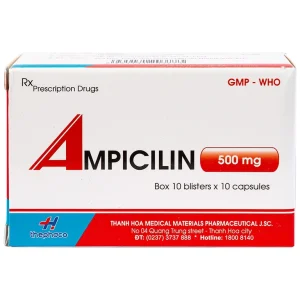 Thuốc Ampicilin 500mg Thephaco điều trị nhiễm khuẩn (10 vỉ x 10 viên)
