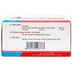 Thuốc Ampicilin 500mg Thephaco điều trị nhiễm khuẩn (10 vỉ x 10 viên)