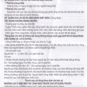 Thuốc Ampicilin 500mg Thephaco điều trị nhiễm khuẩn (10 vỉ x 10 viên)