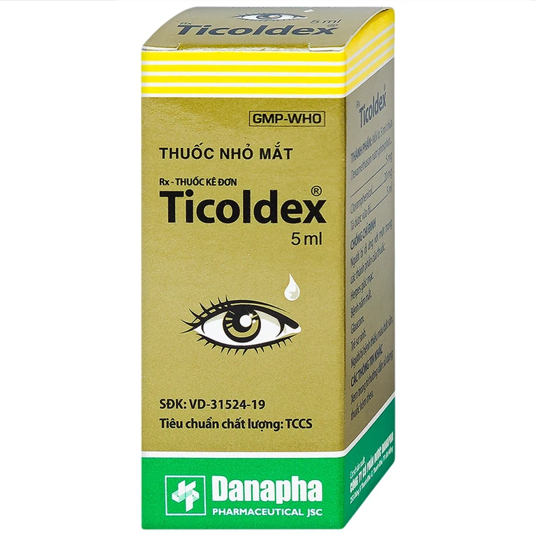 Thuốc nhỏ mắt Ticoldex Danapha điều trị viêm giác mạc, viêm kết mạc (5ml)