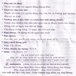 Thuốc nhỏ mắt, nhỏ mũi Natri Clorid 0.9% Haipharco giảm khô mắt, nghẹt mũi, sổ mũi (10ml)