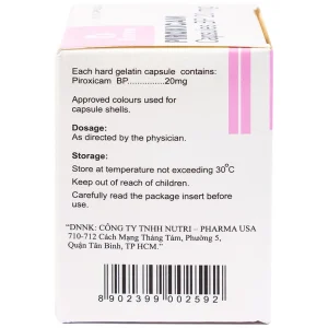 Thuốc Piroxicam capsules BP 20mg Brawn kháng viêm và giảm đau viêm khớp dạng thấp (10 vỉ x 10 viên)