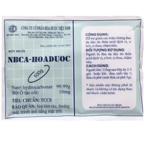 Bột muối NBCA Hoa Duoc 100g hỗ trợ giảm các triệu chứng đau dạ dày do thừa acid dịch vị