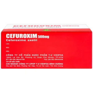 Thuốc Cefuroxim 500mg Vidipha điều trị nhiễm khuẩn (10 vỉ x 10 viên)