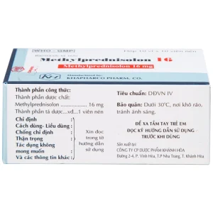 Thuốc Methylprednisolon 16 Khapharco kháng viêm, điều trị viêm khớp dạng thấp, lupus ban đỏ hệ thống (10 vỉ x 10 viên)