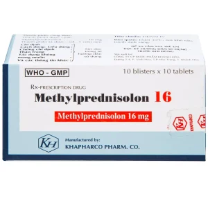 Thuốc Methylprednisolon 16 Khapharco kháng viêm, điều trị viêm khớp dạng thấp, lupus ban đỏ hệ thống (10 vỉ x 10 viên)