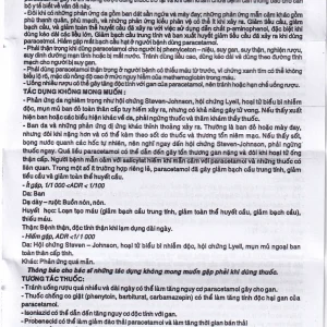 Viên nén Paracetamol 500mg Armepharco điều trị các chứng đau và sốt (10 vỉ x 10 viên)