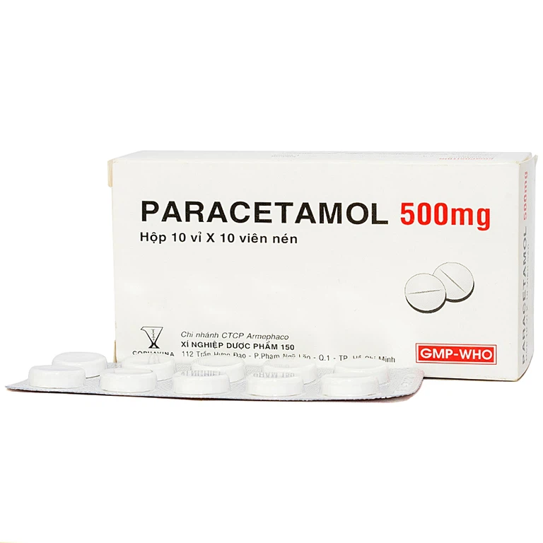 Viên nén Paracetamol 500mg Armepharco điều trị các chứng đau và sốt (10 vỉ x 10 viên)