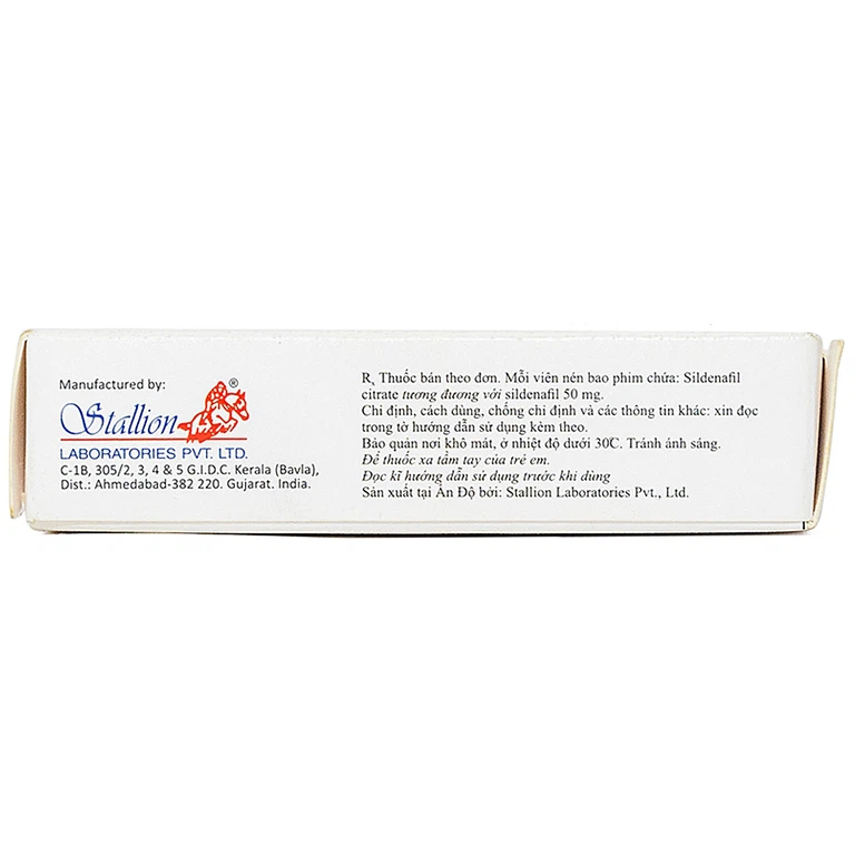 Thuốc Sildenafil Citrate STAGA-50 Stallion điều trị rối loạn cương dương (1 vỉ x 4 viên)