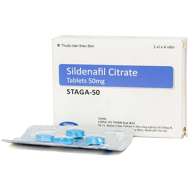 Thuốc Sildenafil Citrate STAGA-50 Stallion điều trị rối loạn cương dương (1 vỉ x 4 viên)