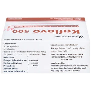 Thuốc Kaflovo 500 Khapharco điều trị nhiễm khuẩn do vi khuẩn, viêm phổi, nhiễm khuẩn da (10 vỉ x 5 viên)