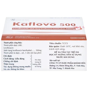 Thuốc Kaflovo 500 Khapharco điều trị nhiễm khuẩn do vi khuẩn, viêm phổi, nhiễm khuẩn da (10 vỉ x 5 viên)