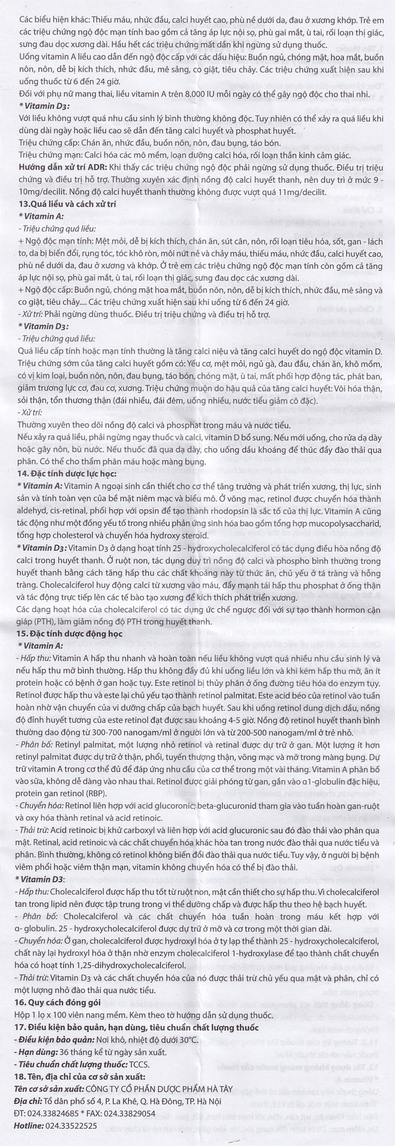 Thuốc Vitamin A-D Hataphar phòng và điều trị thiếu Vitamin A và D (100 viên)