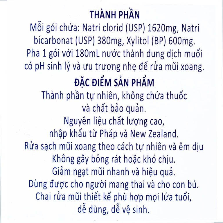 Muối rửa mũi xoang SinuFresh Cát Linh dùng cho khô mũi, ngạt mũi, chảy nước mũi (30 gói + 1 chai 180ml)