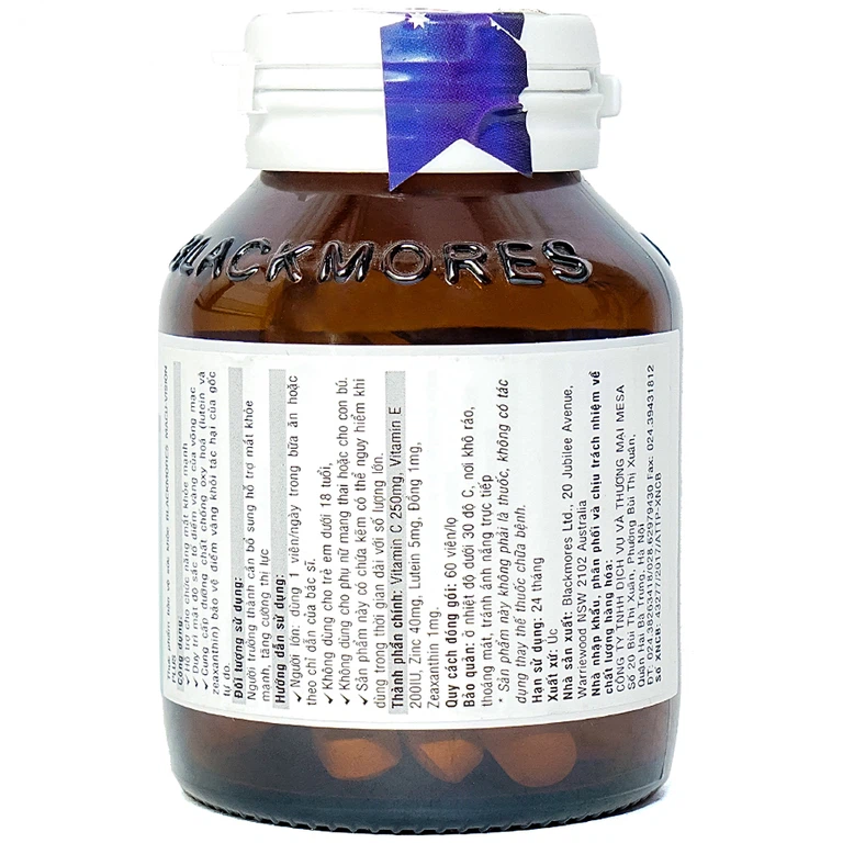 Viên uống Blackmores Macu-Vision Plus hỗ trợ chức năng mắt khỏe mạnh (60 viên)