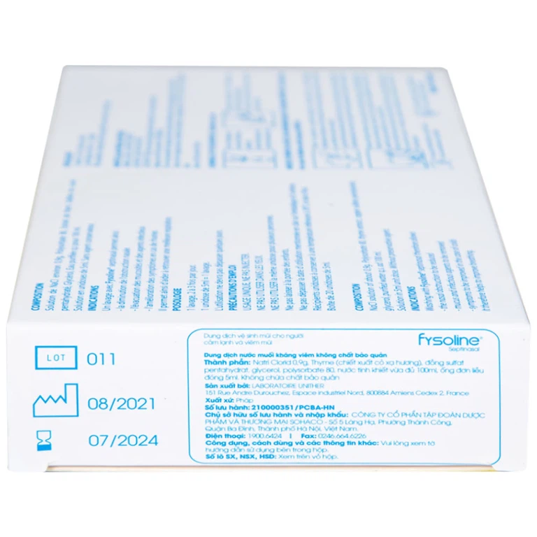 Dung dịch nước muối Fysoline 5ml không chất bảo quản kháng khuẩn (20 ống)