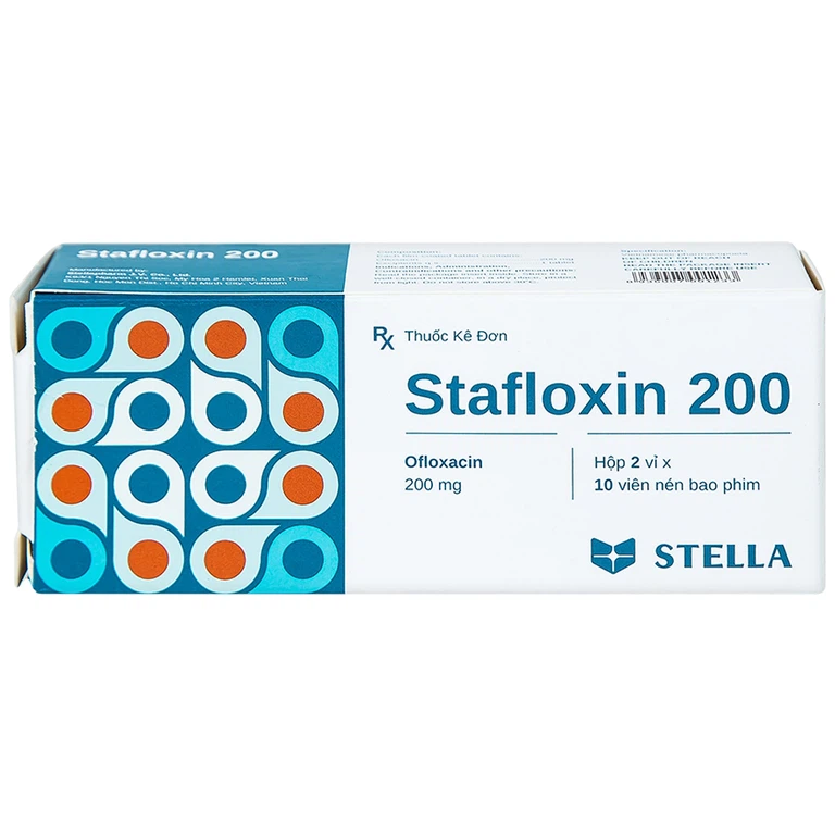 Thuốc Stafloxin 200 Stella điều trị các chứng nhiễm trùng (2 vỉ x 10 viên)