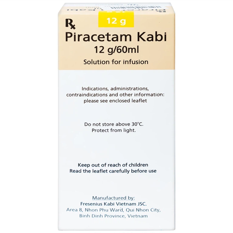 Dịch truyền Piracetam Kabi 12g/60ml Fresenius Kabi điều trị triệu chứng chóng mặt (60ml)