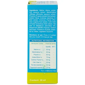 Dung dịch xịt họng Sedagol Pro-Bio hỗ trợ bảo vệ vùng họng, giảm ho, viêm họng, dịu họng (30ml)