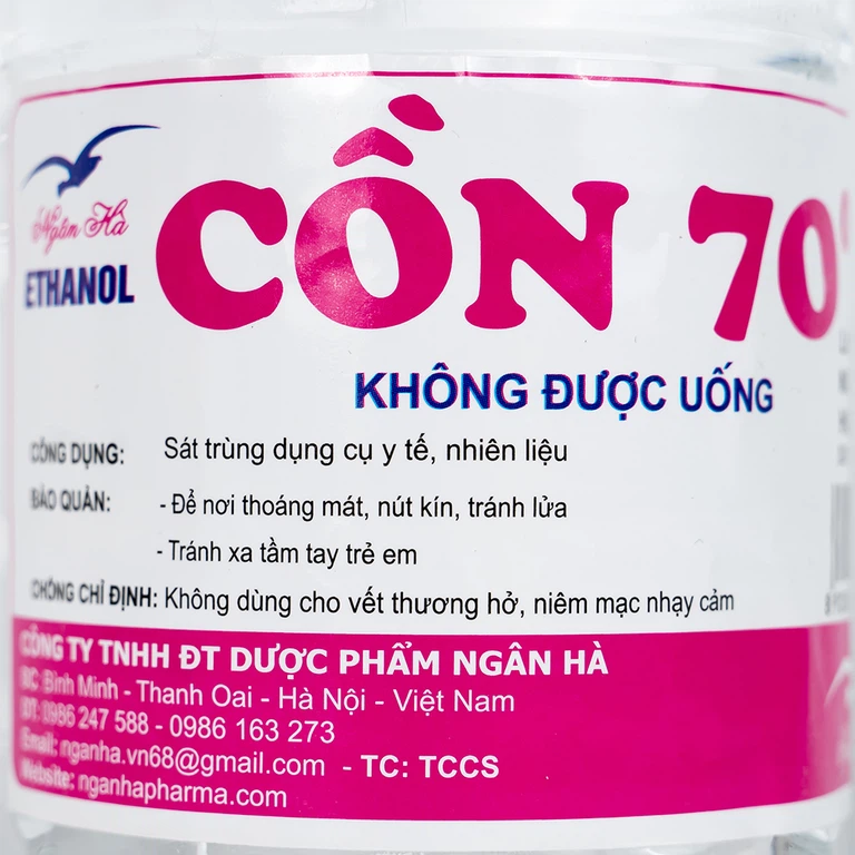 Cồn 70 độ Ngân Hà hỗ trợ sát trùng vết thương (500ml)