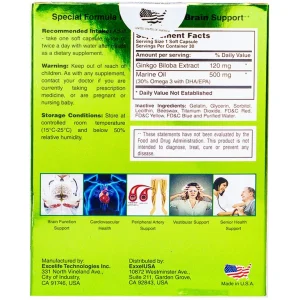 Viên uống Omexxel Ginkgo 120 ExxelUSA hỗ trợ cung cấp dưỡng chất cho não và cơ thể (3 vỉ x 10 viên)
