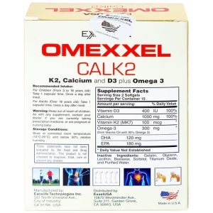 Viên uống Omexxel Calk2 Excelife bổ sung Canxi, Vitamin D3 (3 vỉ x 10 viên)