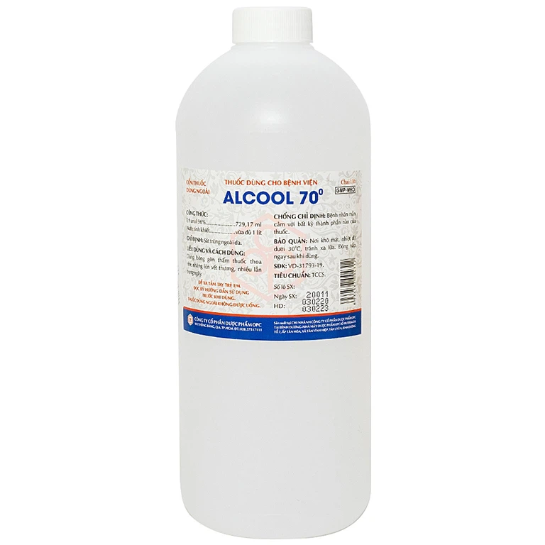 Cồn thuốc dùng ngoài Alcool 70 độ OPC sát trùng vết thương ngoài da (1L)