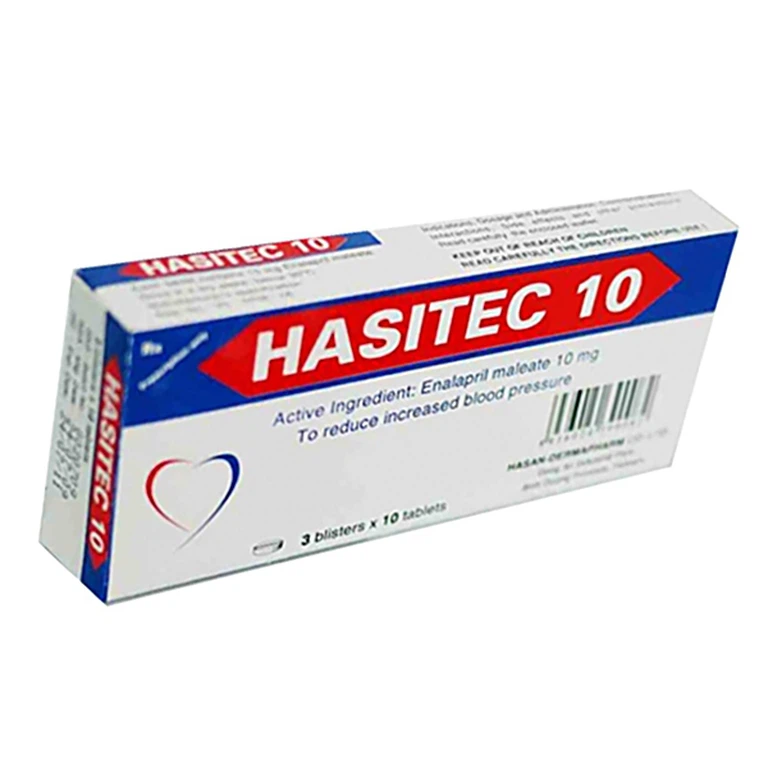 Thuốc Hasitec 10 Hasan điều trị tăng huyết áp, suy tim (3 vỉ x 10 viên)