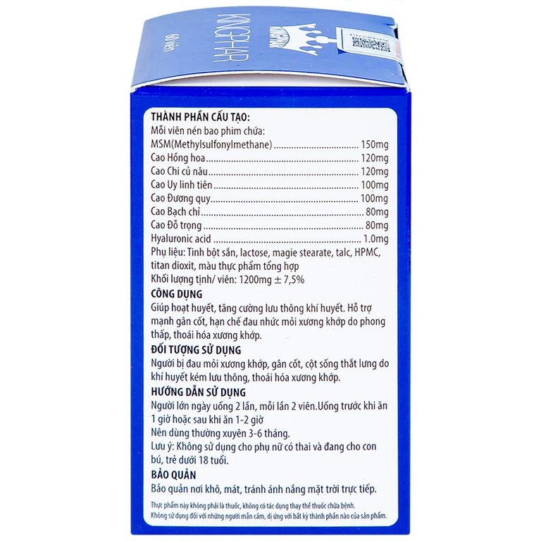 Viên uống Gai Xương Kingphar hoạt huyết, tăng cường lưu thông khí huyết (60 viên)