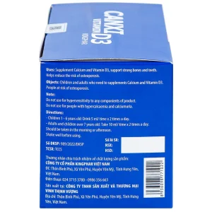 Hỗn dịch Canxi Vitamin D3 KingPhar bổ sung canxi, vitamin D3, hỗ trợ xương răng chắc khỏe (30 ống x 5ml)