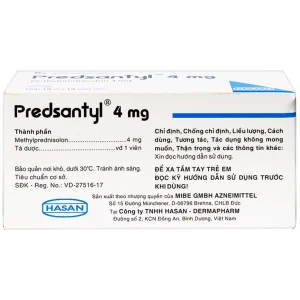 Thuốc Predsantyl 4mg Hasan kháng viêm và miễn dịch (10 vỉ x 10 viên)