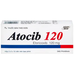 Thuốc Atocib 120mg DHG điều trị thoái hóa khớp, viêm khớp dạng thấp (3 vỉ x 10 viên)