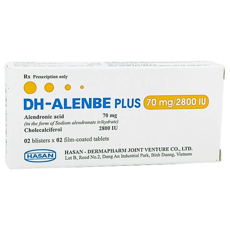 Thuốc DH-Alenbe Plus 70mg/2800IU Hasan điều trị loãng xương (2 vỉ x 2 viên)