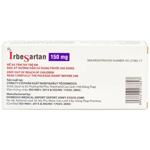 Thuốc Irbesartan 150mg Domesco điều trị tăng huyết áp, bệnh thận (2 vỉ x 14 viên)